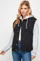 COTTON CASUAL DENIM JACKET WITH HOODIES  (OPEN PACK)