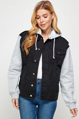 COTTON CASUAL DENIM JACKET WITH HOODIES  (OPEN PACK)