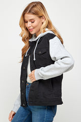 COTTON CASUAL DENIM JACKET WITH HOODIES  (OPEN PACK)